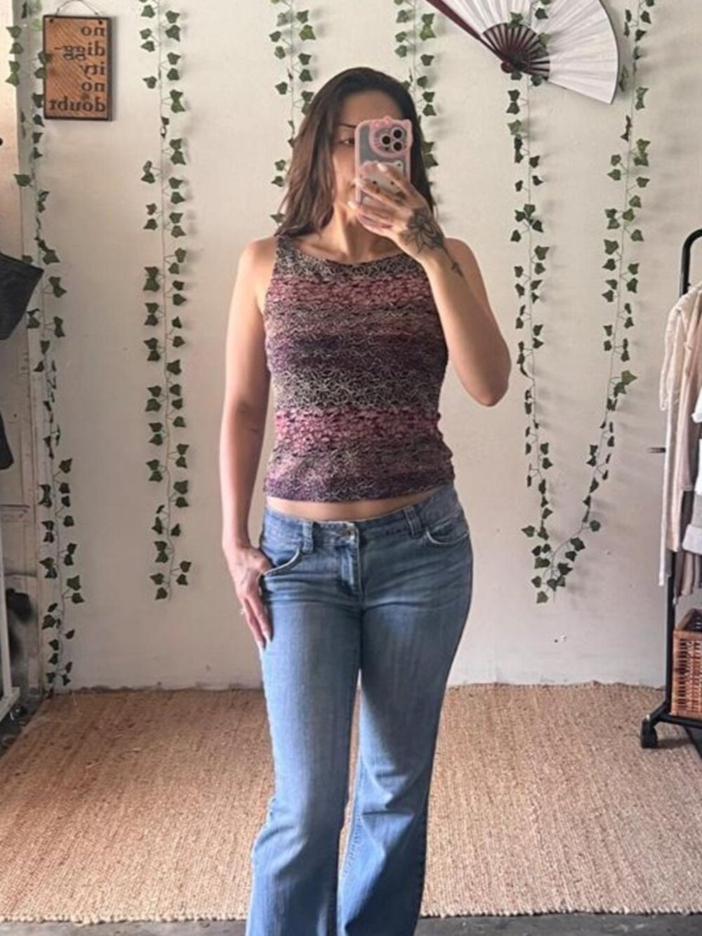 Vintage Y2K Charlotte Russe floral lace tank in a purple ombré size S/M
